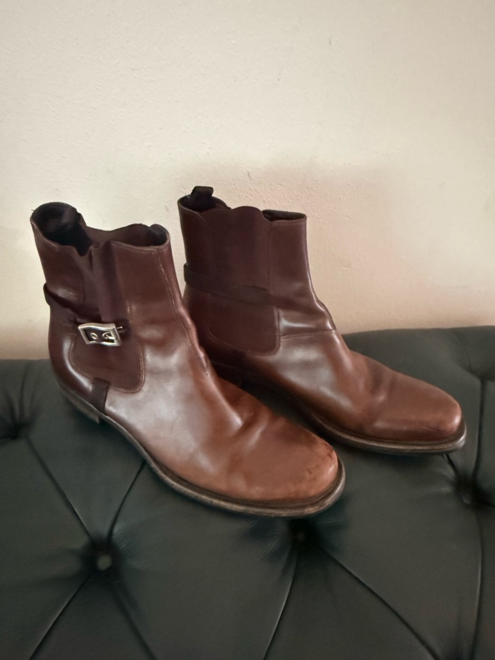 Vintage Prade size 39.5 brown distressed boots Leather Ankle Boots